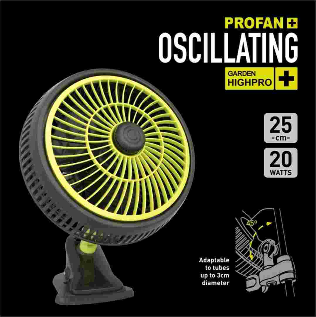 WENTYLATOR MIESZAJĄCY Z OSCYLACJĄ, PODSTAWA Z KLIPSEM / COALA - PROFAN, 20W, fi-25cm, Garden HighPro,