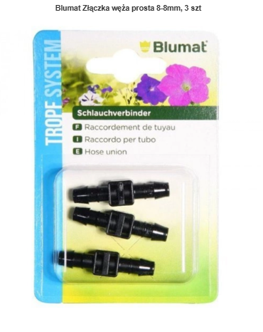 Złączka węża 8-8 mm Blumat – 3 szt. | Do systemów nawadniania