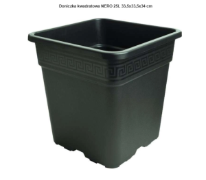 Doniczka Produkcyjna Kwadratowa NERO – Włoska, Wytrzymała | Dostępna Podstawka 25L  (33,5*33,5*H34)