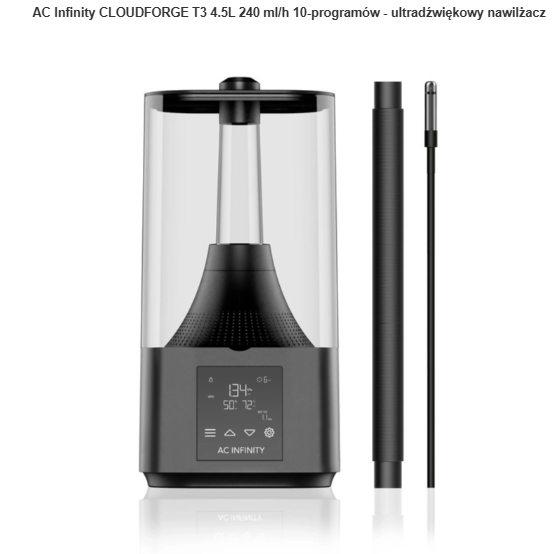 AC Infinity CLOUDFORGE T3 4.5L 240 ml/h 10-programów - ultradźwiękowy nawilżacz