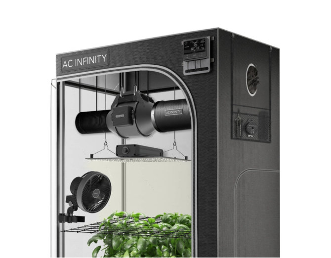 Zestaw uprawowy growbox AC Infinity 90x90x180 cm - gotowy zestaw do uprawy z wentylacją, filtrem i lampą LED FULL SPECTRUM 240W LM301H