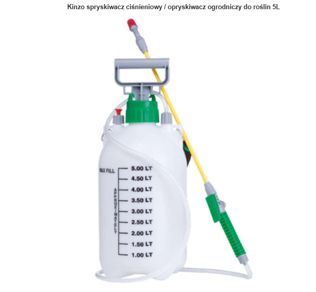 Kinzo spryskiwacz ciśnieniowy / opryskiwacz ogrodniczy do roślin 5L