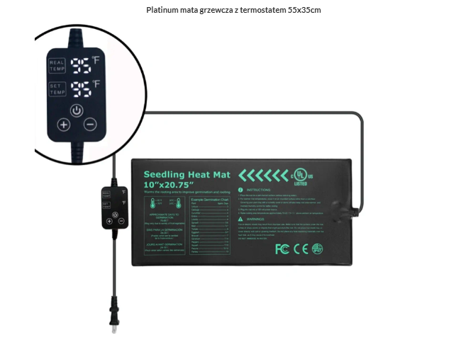 Platinum mata grzewcza z termostatem 55x35cm